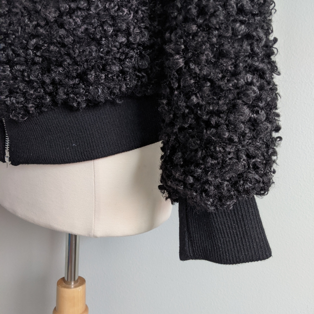(Forever 21) NWT Black Teddy Furry Zip Jacket - Picture 13 of 14